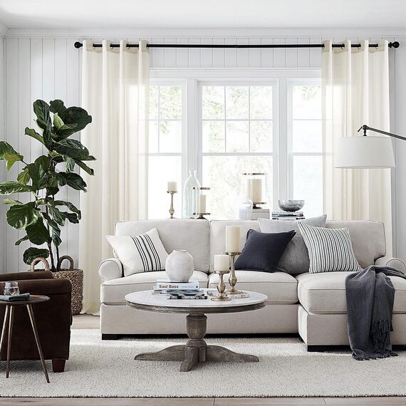Topfinel Gardinen Stores Gardine mit ösen Voile Vorhang Halbtransparent Moderne Leinenoptik vorhänge kinderzimmer Gardinen Fenster 2er Set 280x140 cm (HxB) Beige