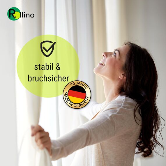 Rollina klick-Gleiter | Gardinenhaken für Gardinenschiene mit 3,2-4mm Innenlauf | Vorhang Haken lang | auch für Wohnwagen Wohnmobil Caravan LKW | 100 Stück | Made in Germany