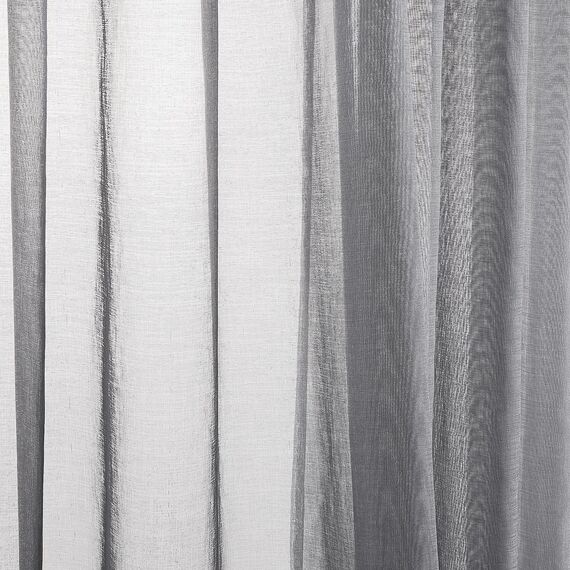 Topfinel Voile Vorhänge Leinenstruktur mit Ösen Durchsichtig Einfarbig für Fenster Wohnzimmer Schlafzimmer Moderne und Elegante Gardine 2er Set je 235x140cm (HxB) Dunkelgrau