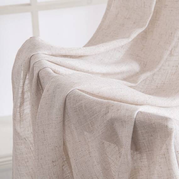 MIULEE Gardinen Vorhänge mit ösen Voile Vorhang kurz Modern Leinenoptik Halbtransparent Ösenvorhang für Wohnzimmer Kinderzimmer Raumteiler 2er Set Natural Linen Weiß 137x140 cm