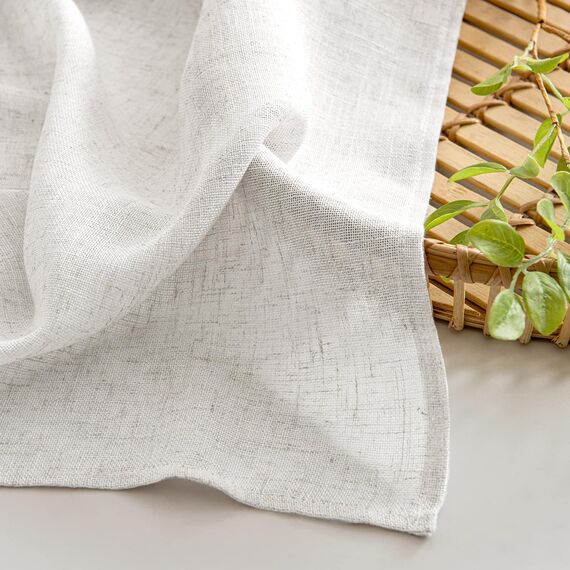 MIULEE Gardinen Vorhänge mit ösen Voile Vorhang kurz Modern Leinenoptik Halbtransparent Ösenvorhang für Wohnzimmer Kinderzimmer Raumteiler 2er Set Linen Weiß 200x140 cm