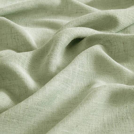 MIULEE Gardinen Vorhänge mit ösen Voile Vorhang kurz Modern Leinenoptik Halbtransparent Ösenvorhang für Wohnzimmer Kinderzimmer Raumteiler 2er Set Grün 137x140 cm