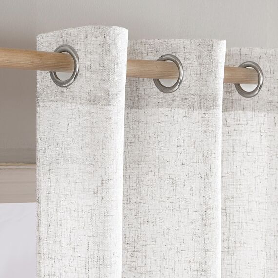 MIULEE Gardinen Vorhänge mit ösen Voile Vorhang kurz Modern Leinenoptik Halbtransparent Ösenvorhang für Wohnzimmer Kinderzimmer Raumteiler 2er Set Linen Weiß 235x140 cm