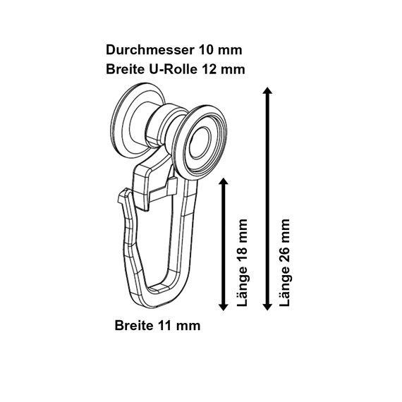 Gardinenrollen/Universelle Gardinenröllchen/Gardinengleiter/Gardinenhaken - U-Laufrollen für U-Schienen für U-Gardinenschienen (300)