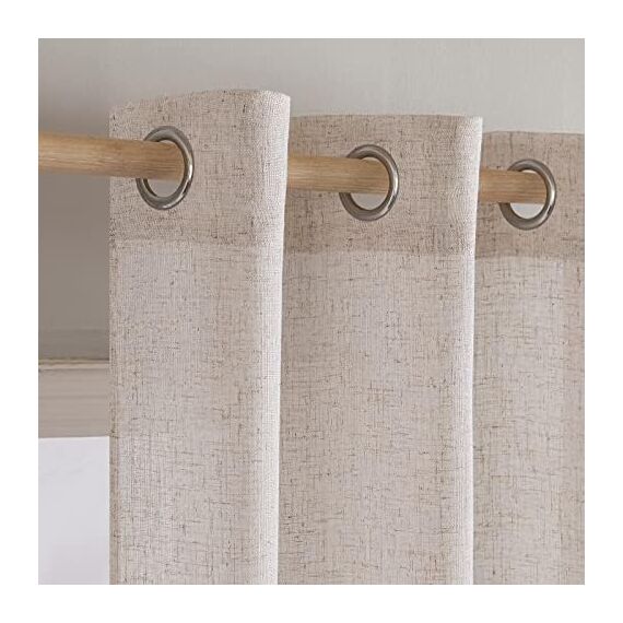 MIULEE Gardinen Vorhänge mit ösen Voile Vorhang kurz Modern Leinenoptik Halbtransparent Ösenvorhang für Wohnzimmer Kinderzimmer Raumteiler 2er Set Natural Linen Weiß 270x140 cm