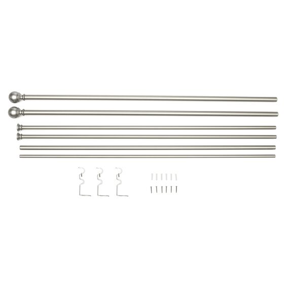 Amazon Basics Ausziehbare Doppel-Gardinenstange mit Kugelendstücken, 19 mm Durchmesser, 183 bis 366 cm, Nickel