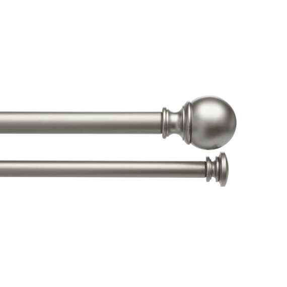 Amazon Basics Ausziehbare Doppel-Gardinenstange mit Kugelendstücken, 19 mm Durchmesser, 183 bis 366 cm, Nickel