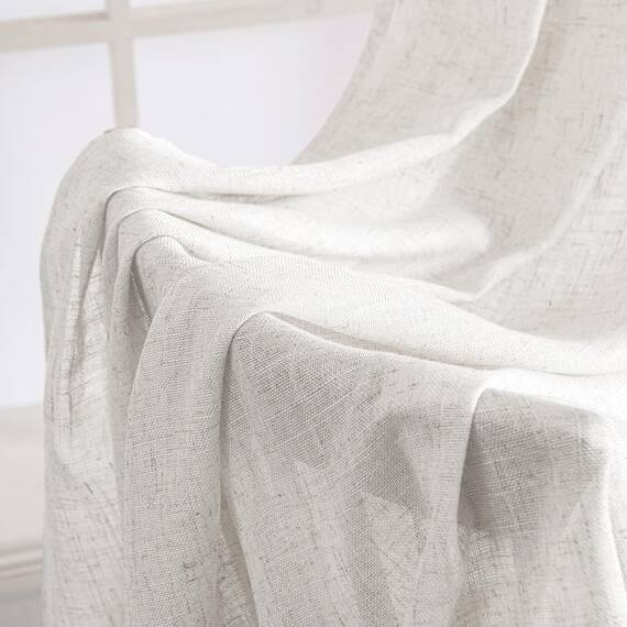 MIULEE Gardinen Vorhänge mit ösen Voile Vorhang kurz Modern Leinenoptik Halbtransparent Ösenvorhang für Wohnzimmer Kinderzimmer Raumteiler 2er Set Linen Weiß 245x140 cm