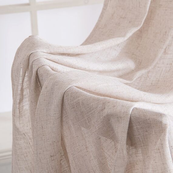 MIULEE Gardinen Vorhänge mit ösen Voile Vorhang kurz Modern Leinenoptik Halbtransparent Ösenvorhang für Wohnzimmer Kinderzimmer Raumteiler 2er Set Natural Linen Weiß 260x140 cm