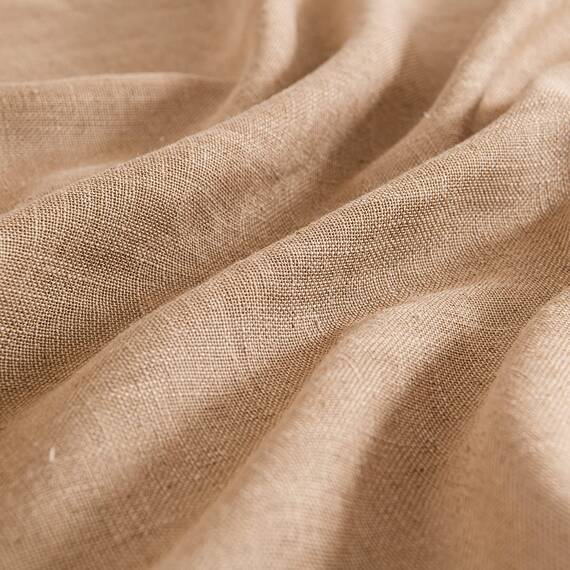 MIULEE Gardinen Vorhänge mit ösen Voile Vorhang kurz Modern Leinenoptik Halbtransparent Ösenvorhang für Wohnzimmer Kinderzimmer Raumteiler 2er Set Braun 300x140 cm