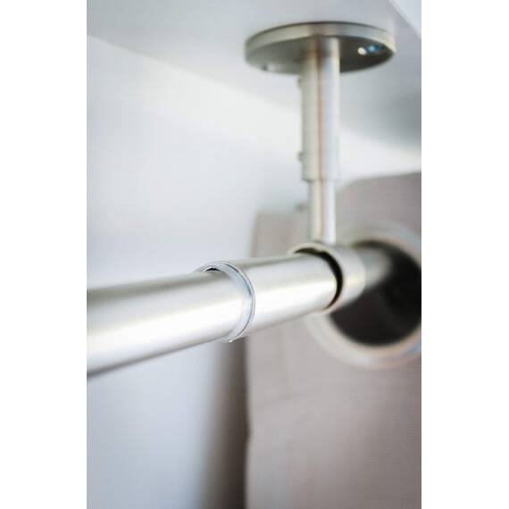 ondeco Gardinenstange 2 in 1 | Ausziehbar | Wand- & Deckenmontage | Verstellbar 5-8 cm | Stabil für schwere Vorhänge | 19 mm Ø | Schwarz oder Edelstahl Edelstahl-Optik 160-280 cm