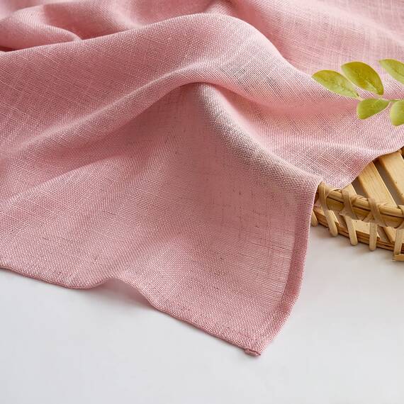 MIULEE Gardinen Vorhänge mit ösen Voile Vorhang kurz Modern Leinenoptik Halbtransparent Ösenvorhang für Wohnzimmer Kinderzimmer Raumteiler 2er Set Rosa 245x140 cm