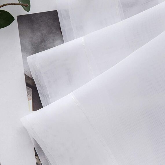 MIULEE 2er Set Voile Vorhang mit Ösen Transparente Gardine aus Voile Polyester Wohnzimmer Luftig Dekoschal für Schlafzimmer Weiß 225 x 140cm (H x B), Grommet Top