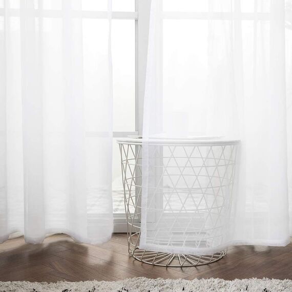 MIULEE 2er Set Voile Vorhang mit Ösen Transparente Gardine aus Voile Polyester Wohnzimmer Luftig Dekoschal für Schlafzimmer Elfenbein 215 x 140cm H x B, Grommet Top