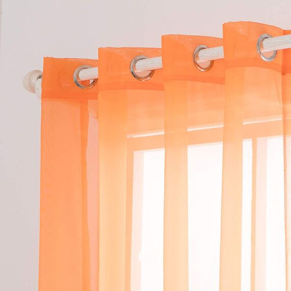 MIULEE 2er Set Voile Vorhang mit Ösen Optik Gardine aus Voile Polyester Ösenschal Transparent Wohnzimmer Fensterschal für Schlafzimmer Babyroom 145 x 140cm (H x B), Grommet Top Orange