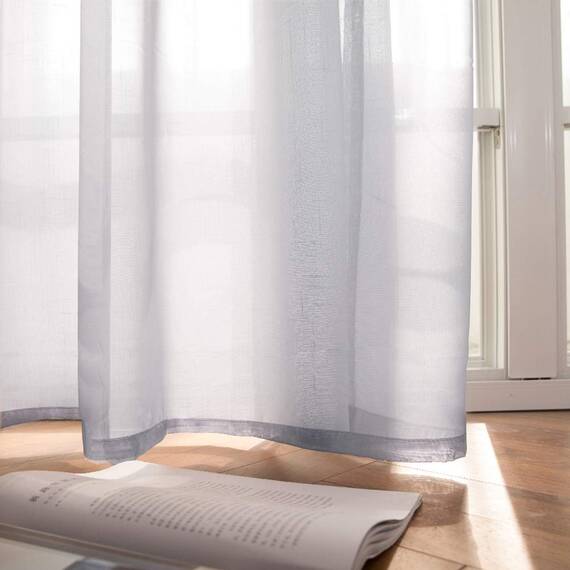 MIULEE 2er Set Voile Vorhang mit Ösen Transparente Gardine aus Voile Polyester Ösenschal Transparent Wohnzimmer Luftig Dekoschal für Schlafzimmer Hellgrau 215 x 140cm H x B, Grommet Top