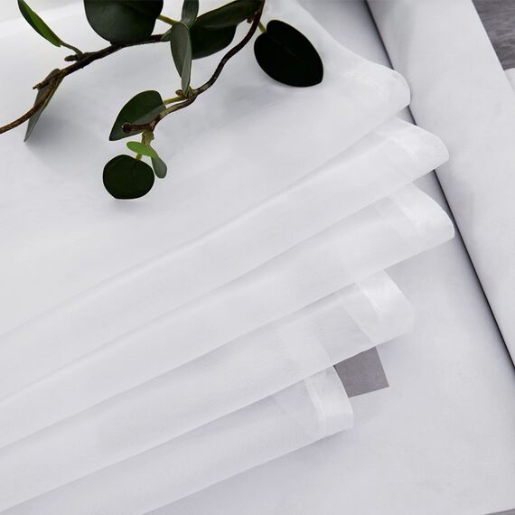 MIULEE 2er Set Voile Vorhang mit Ösen Transparente Optik Gardine Polyester Ösenschal Transparent Wohnzimmer für Schlafzimmer 122 x 140cm (H x B), Grommet Top Weiß