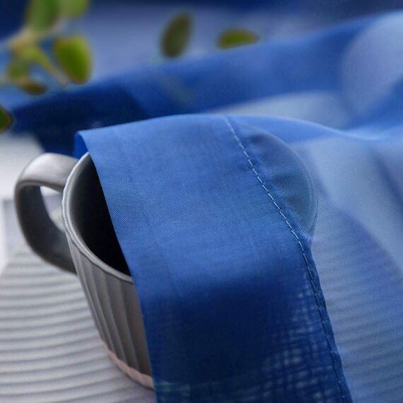 MIULEE 2er Set Voile Vorhang mit Ösen Gardine aus Voile Polyester Ösenschal Transparent Wohnzimmer Luftig Dekoschal für Schlafzimmer Dunkelblau 245 x 140cm (H x B), Grommet Top