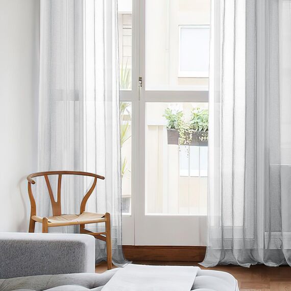 CUTEWIND Gardinen mit Ösen Grau, Wohnzimmer Gardinen Modern 2er Set, Vorhang Transparent 160 cm Hoch, Vorhänge Schlafzimmer Durchsichtig 140 cm Breit, Ösenvorhänge Gardinenschals