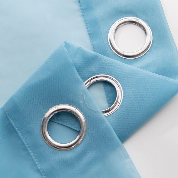 MIULEE 2er Set Voile Vorhang mit Ösen Transparente Gardine aus Voile Polyester Ösenschal Transparent Wohnzimmer Luftig Dekoschal für Schlafzimmer Grau Blau 225 x 140cm H x B, Grommet Top