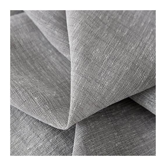 WOLTU 2er Set Gardinen, Vorhänge für Wohnzimmer Kinderzimmer Schlafzimmer, mit Kräuselband, Leinenoptik, Halbtransparent Voile, 140 x 245 cm, Hellgrau