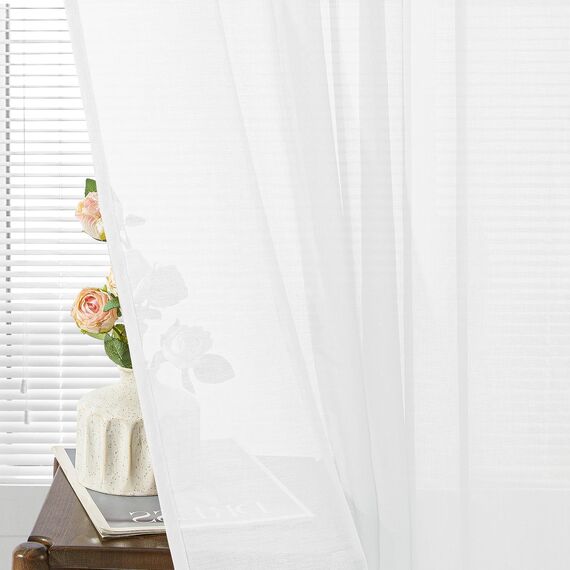 CUTEWIND Gardinen mit Ösen Voile Weiß Transparent für Große Fenster, 240 cm Lang, 200 cm Breit, 1 Stück Gardine Wohnzimmer Modern Vorhänge Ösenschal Schlafzimmer Curtains Living Room