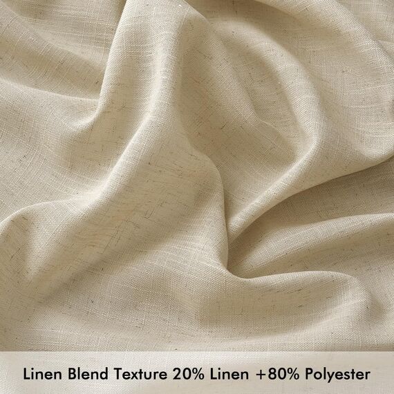 MIULEE Gardinen Vorhänge Schlafzimmer Vorhang Beige Gardine Wohnzimmer Leinenoptik Gardinen mit Ösen Fenster Halbtransparent Vorhang Modern Innen Balkontür Küche Vorhänge 140 x 215 cm