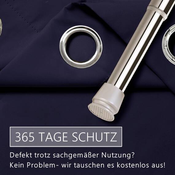tinycurtains, Thermo Türvorhang mit Vorhangstange & Magneten zum Abdichten, einfache Montage ohne Bohren in 1 Min (210 x 150 cm blau + Stange Silber 70–120 cm + 6 Magnete)