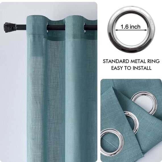 MIULEE Gardinen Vorhänge Schlafzimmer Vorhang Blau Gardine Wohnzimmer Leinenoptik Gardinen mit Ösen Fenster Halbtransparent Vorhang Modern Innen Balkontür Küche Vorhänge 140 x 225 cm