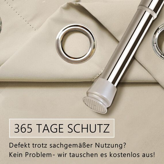 tinycurtains, Thermo Türvorhang mit Vorhangstange & Magneten zum Abdichten, einfache Montage ohne Bohren in 1 Min (200 x 150 cm beige + Stange Silber 70–120 cm + 6 Magnete)
