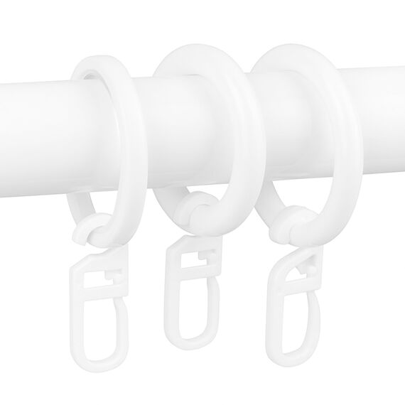Vorhanghaken für Gardinen Ringe, 60 Stück, mit Ø 6 mm Öse, für Gardinenringe mit 4 bis 6 mm, in Weiß, Gardinenringe Haken zum Einhängen, Faltenlegehaken für Vorhangringe, Vorhang Haken Clip Set