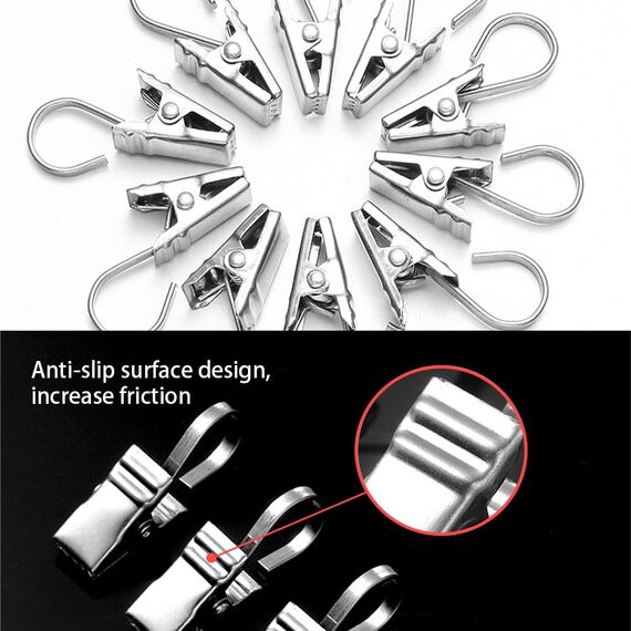 UMCHU 50 Stück 430 Edelstahl-Clips,Haken für Vorhänge,Metall-Clip für Duschvorhänge,zum Aufhängen von Lichterketten, Vorhängen, Fotos, Heimdekoration