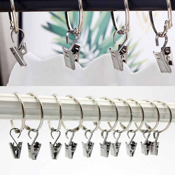 UMCHU 50 Stück 430 Edelstahl-Clips,Haken für Vorhänge,Metall-Clip für Duschvorhänge,zum Aufhängen von Lichterketten, Vorhängen, Fotos, Heimdekoration