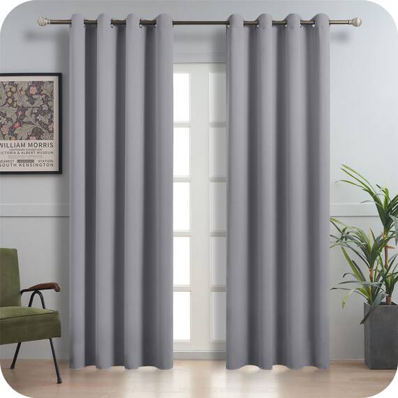 MRTREES Verdunkelungsvorhang Ösen Gardinen Hellgrau Verdunkelung 225x140 cm (HxB) Vorhang Blickdicht Blackout Curtain Leinenoptik Verdunklungsgardine 2er Set Schlafzimmer Thermovorhang