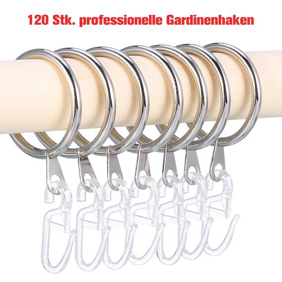 tonyg-p 120 Überklipshaken Gardinenhaken Faltenlegehaken für Gardinenringe 5mm, Vorhang Haken Gardinen Zubehör (transparent)