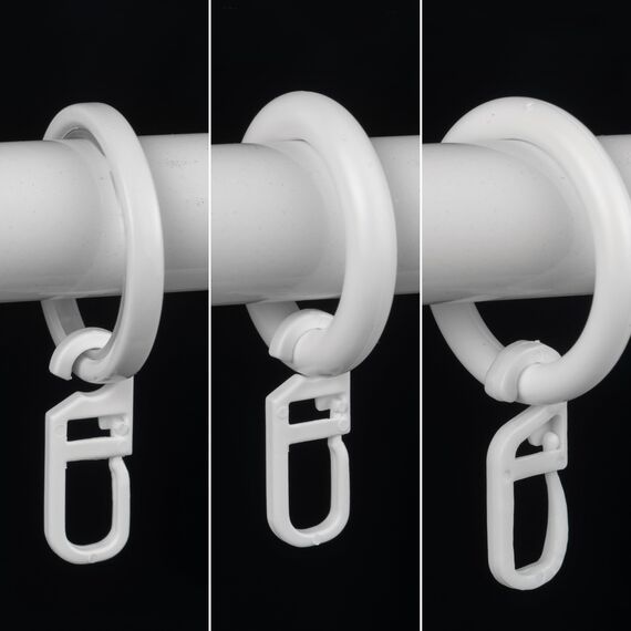 Vorhanghaken für Gardinen Ringe, 60 Stück, mit Ø 6 mm Öse, für Gardinenringe mit 4 bis 6 mm, in Weiß, Gardinenringe Haken zum Einhängen, Faltenlegehaken für Vorhangringe, Vorhang Haken Clip Set