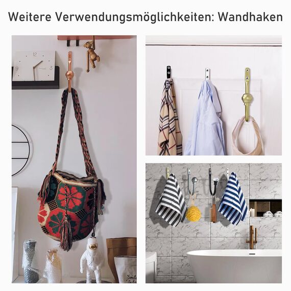 Hion Vorhang Raffhalter Schwarz 4 Stück, Vorhang-Halterungen Wandmontierte Vorhanghaken-Halterungen für Vorhänge
