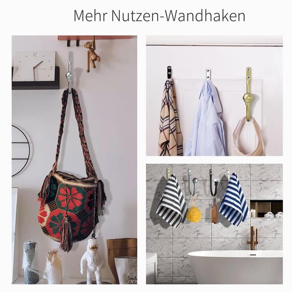 Hion Vorhang Raffhalter Weiß 6 Stück, Vorhang-Halterungen Wandmontierte Vorhanghaken-Halterungen für Vorhänge