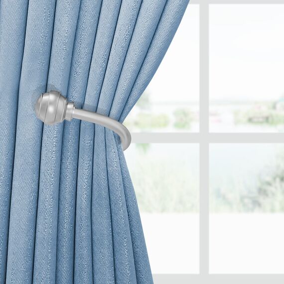 Hion Vorhang Raffhalter Silber 6 Stück, Vorhang-Halterungen Wandmontierte Vorhanghaken-Halterungen für Vorhänge
