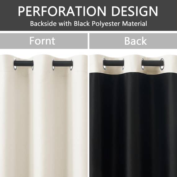 MRTREES Verdunklungsvorhänge Thermo Vorhänge Gegen Kälte und Hitze, 100% Blickdichte Vorhänge mit Ösen Gardinen Schlafzimmer Hellbeige 2er Set, 220 cm Lang, 140 cm Breit, Blackout Curtain