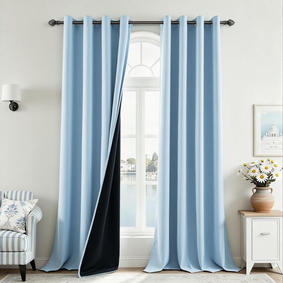 MRTREES 100% Verdunklungsvorhänge Vorhang Schlafzimmer Blickdicht Blau Gardinen mit Ösen 2er Set 245 cm Lang 140 cm Breit, Thermovorhang Gegen Kälte Wohnzimmer Modern Blackout Curtains