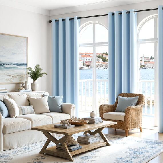 MRTREES 100% Verdunklungsvorhänge Vorhang Schlafzimmer Blickdicht Blau Gardinen mit Ösen 2er Set 245 cm Lang 140 cm Breit, Thermovorhang Gegen Kälte Wohnzimmer Modern Blackout Curtains