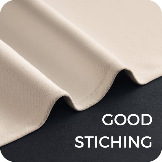 MRTREES 100% Verdunklungsvorhänge Beige mit Ösen 2er Set 215 cm Lang, 140 cm Breit, Vorhang Blickdicht Thermo Gardinen Verdunkelnd für Wohnzimmer Modern Schlafzimmer, Blackout Curtains