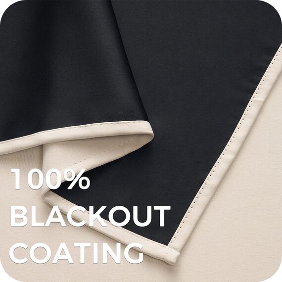 MRTREES Blackout Curtain Vorhänge Beige Wohnzimmer Modern, 260 cm Lang, 140 cm Breit, Gardinen mit Ösen 2 er Set Vorhang 100% Blickdicht Thermal Curtains for Winter Verdunkelungsvorhang