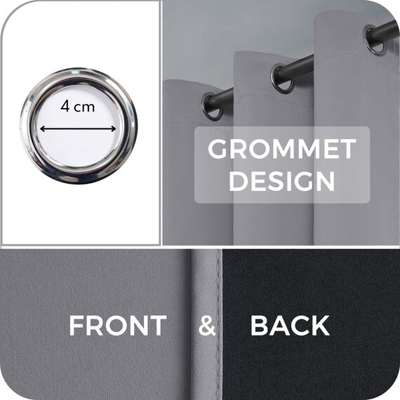 MRTREES Thermovorhang Kälteschutz Hellgrau Gardinen Blickdicht 2er Set Hellgrau 240x140 cm (HxB) Blickdicht Vorhänge mit Ösen Verdunklungsvorhänge Blackout Curtain Verdunklungsgardine