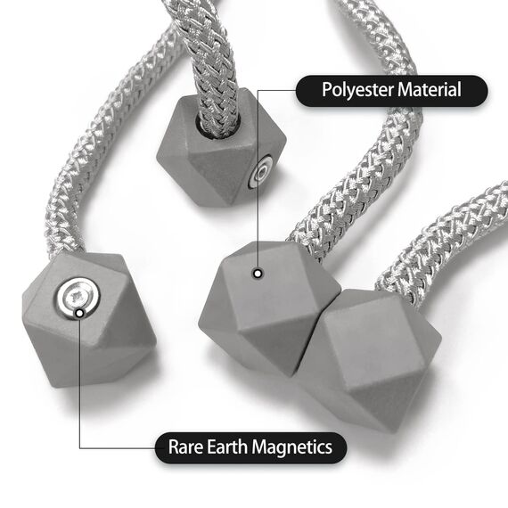 6 Stück Magnetische Vorhang Raffhalter,Vorhanghalter Seil Schnallen Raffhalter für Home Büro Gardinen Deko (Weiß)