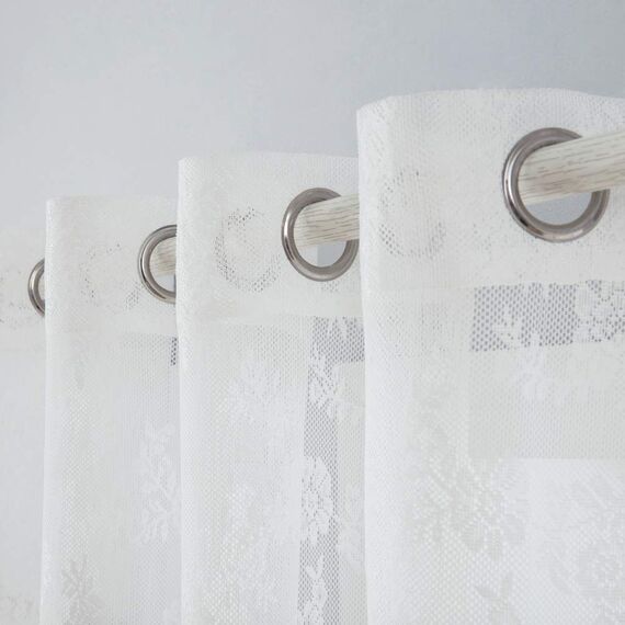 MIULEE Gardinen Spitze-Wunderschöne Weiß Blumen Bestickte Spitzengardinen, 2er Set Transparent Vorhang Spitze Vintage, Voile Spitzenvorhänge mit Ösen für Wohnzimmer Schlafzimmer Dekor, 2XH215 x B150cm