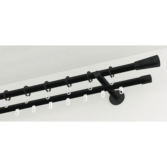 Gardinia Gardinenringe für Gardinenstangen mit Ø 20 mm, Mit Gleiteinlage und Gardinenhaken, 10 Stück, Serie Chicago, Breite 4 mm, Metall, Schwarz-matt