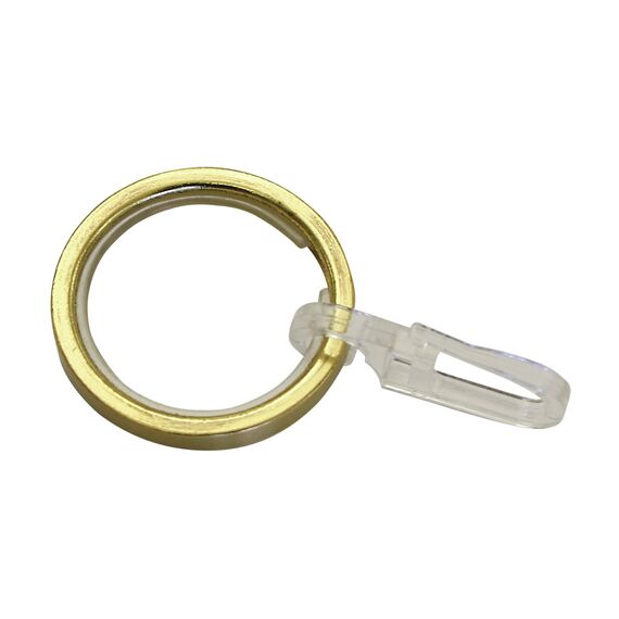 Gardinia 31490 Ringe/Gardinenringe für Gardinenstangen mit Gleiteinlage und Faltenlegehaken, Serie Chicago, Durchmesser 20 mm, Messing matt