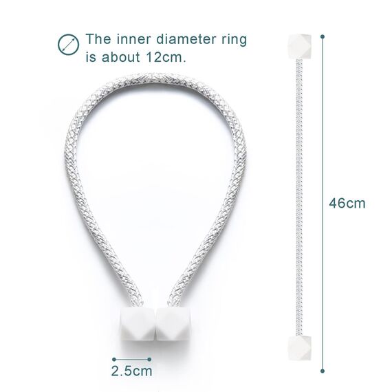 6 Stück Magnetische Vorhang Raffhalter,Vorhanghalter Seil Schnallen Raffhalter für Home Büro Gardinen Deko (Weiß)